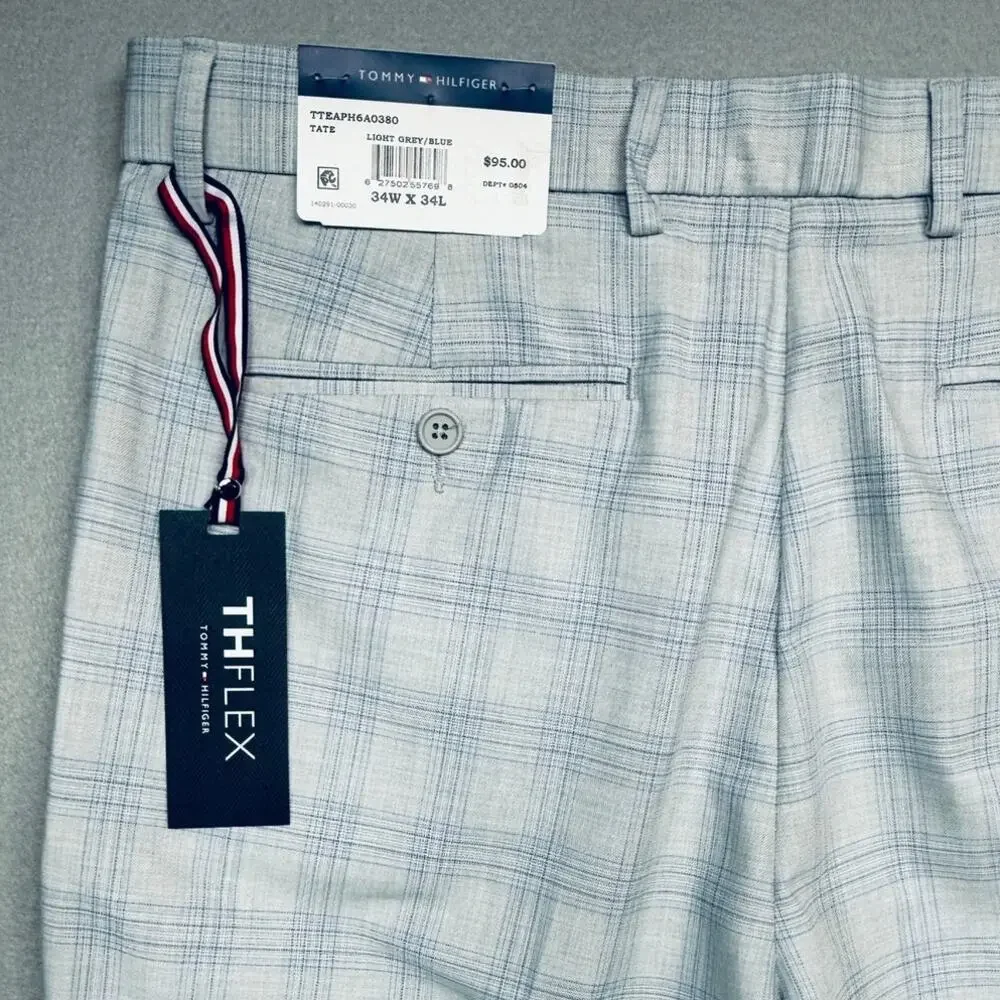 Tommy Hilfiger Mens Modern Fit Light Grey Dress Pant Light gray 34X34 $95